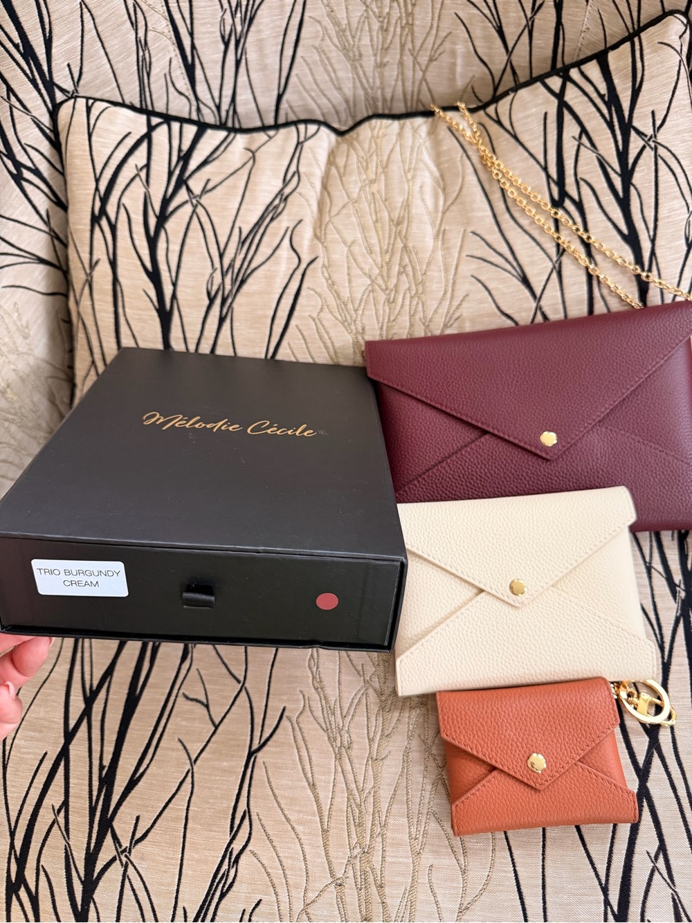 Kirigami Dress up your Purse Melodie Cecile Envelope Bag Set Burgundy, Cream,Tan